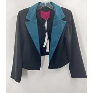 Heidi Merrick Women’s Shaun Tuxedo Jacket Blazer Black Teal Size 2 New w/ Tags​